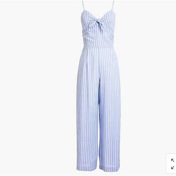 J.Crew Womens Jumpsuit Blue 14 Plus-Size Sleeveless Striped NEW Lined - Picture 1 of 11